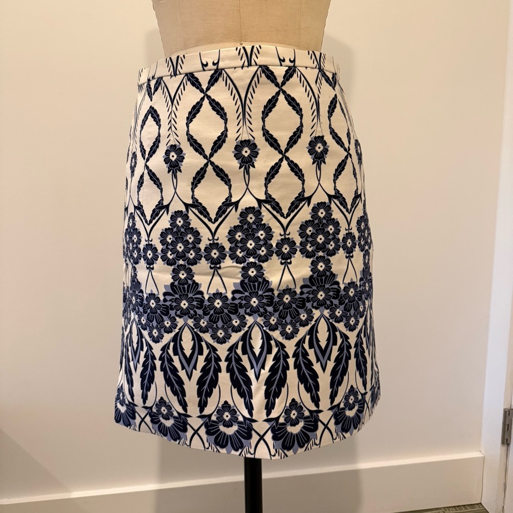 J. Crew Blue and White Patterned Skirt